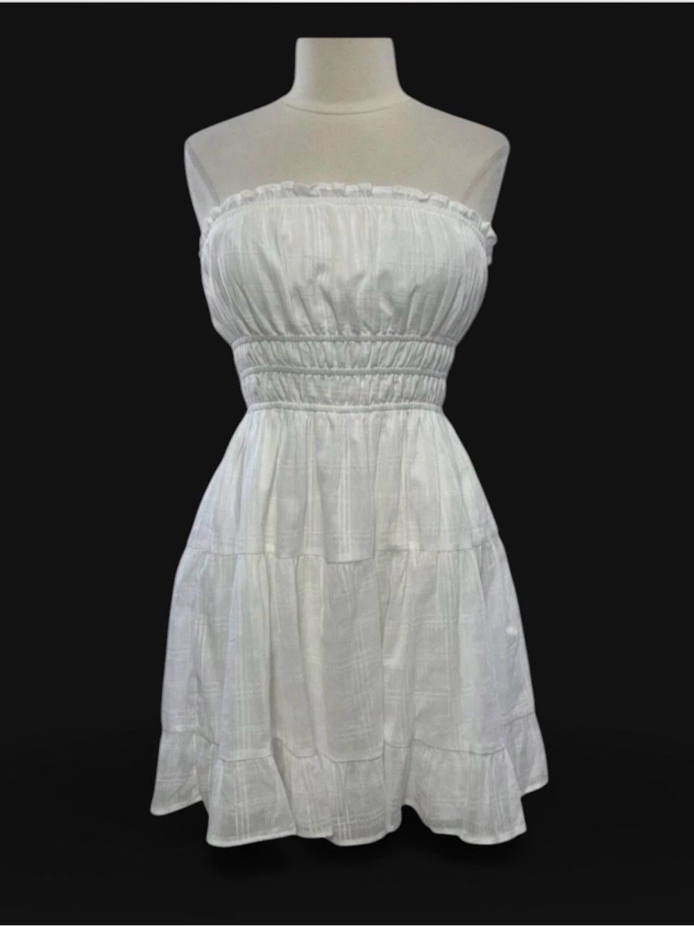 Women's Strapless White Smocked Sundress Sz XL